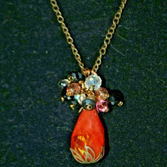 Faceted Cherry Quartz Necklace Crystal Cluster - Picture 4 of 9